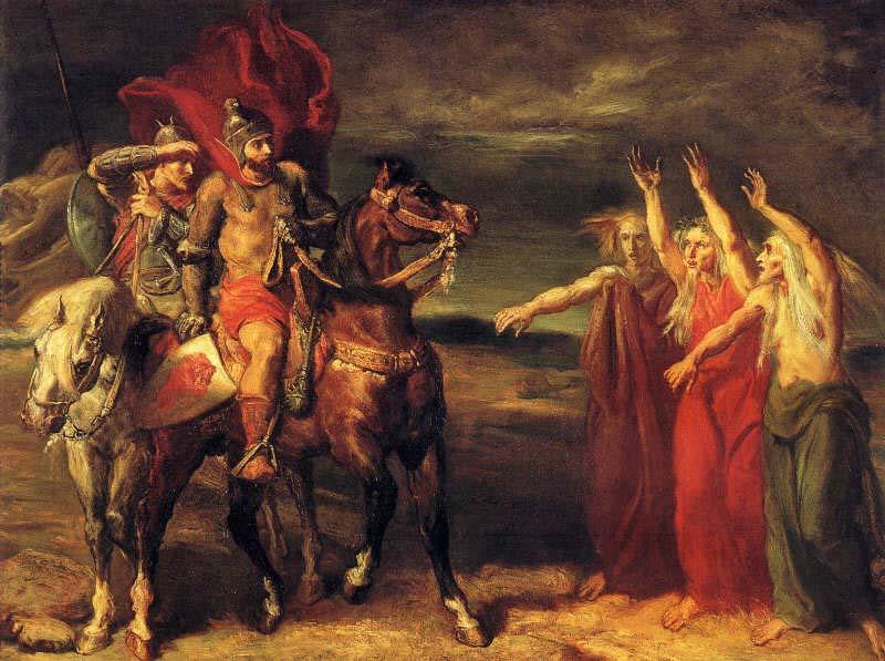 Theodore Chasseriau Macbeth and Banquo meeting the witches on the heath. Germany oil painting art